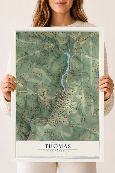 Map of Thomas, West Virginia, 18 x 24 inch unframed archival matte print