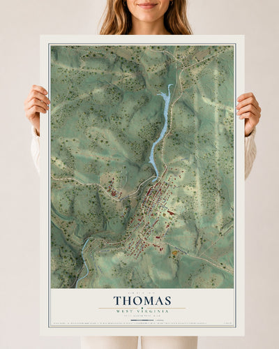Map of Thomas, West Virginia, 24 x 36 inch unframed archival matte print