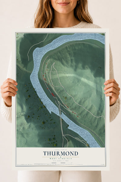 Map of Thurmond, West Virginia, 18 x 24 inch unframed archival matte print