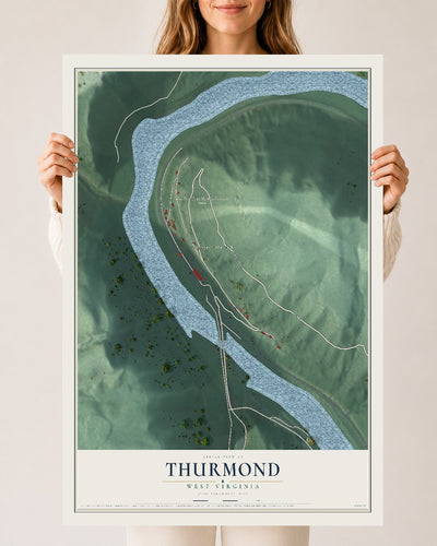 Map of Thurmond, West Virginia, 24 x 36 inch unframed archival matte print