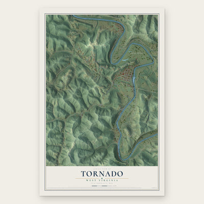 Tornado, West Virginia map print, the full design