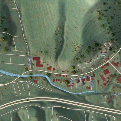 Close-up of the map of Triadelphia, West Virginia print showing street and building detail