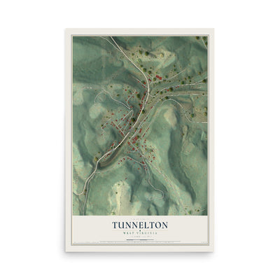 Map of Tunnelton, West Virginia, 12 x 18 inch unframed archival matte print
