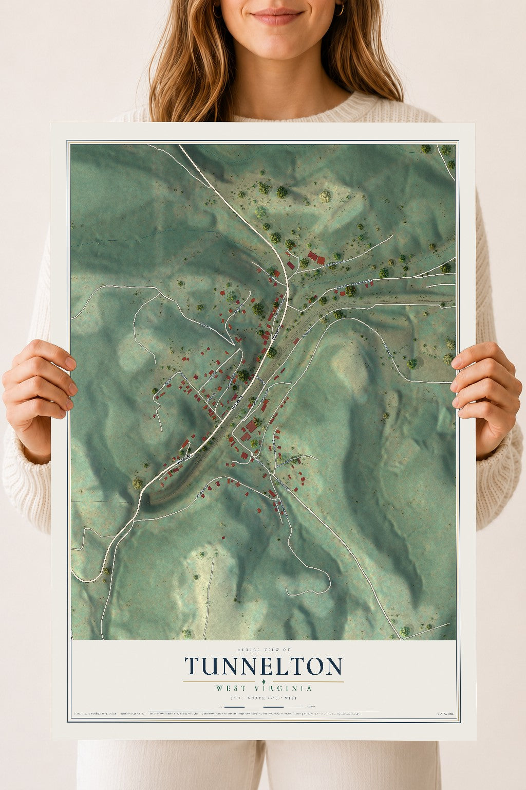 Map of Tunnelton, West Virginia, 18 x 24 inch unframed archival matte print