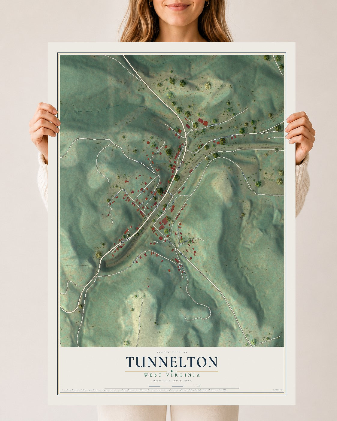 Map of Tunnelton, West Virginia, 24 x 36 inch unframed archival matte print
