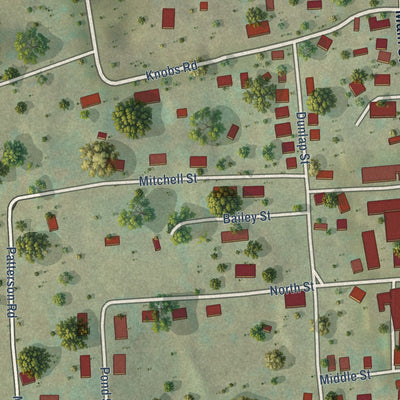 Second close-up of the map of Union, West Virginia print showing more streets and buildings