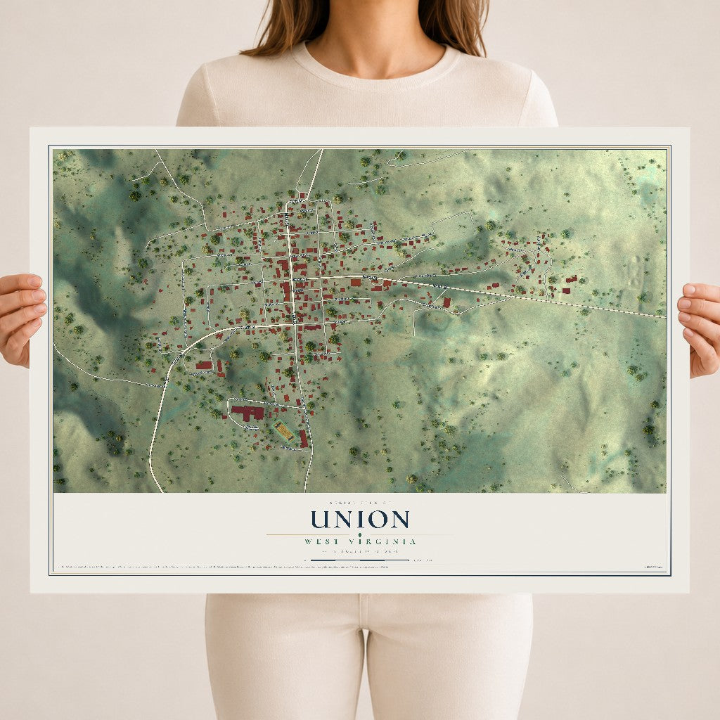 Map of Union, West Virginia, 18 x 24 inch unframed archival matte print