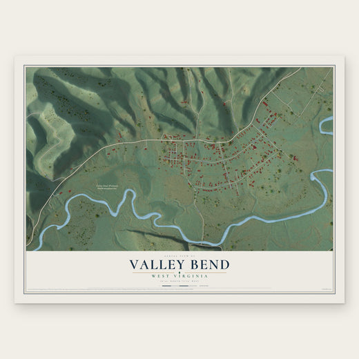 Valley Bend, West Virginia map print, the full design