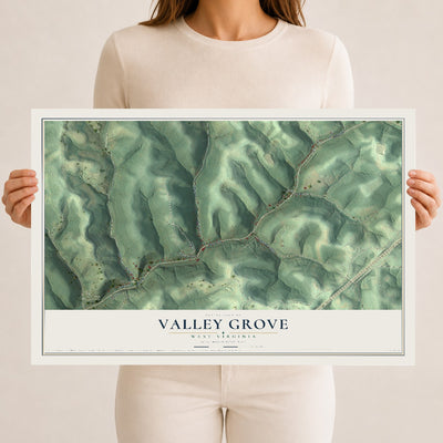 Map of Valley Grove, West Virginia, 12 x 18 inch unframed archival matte print