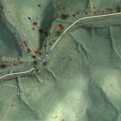 Second close-up of the map of Valley Grove, West Virginia print showing more streets and buildings