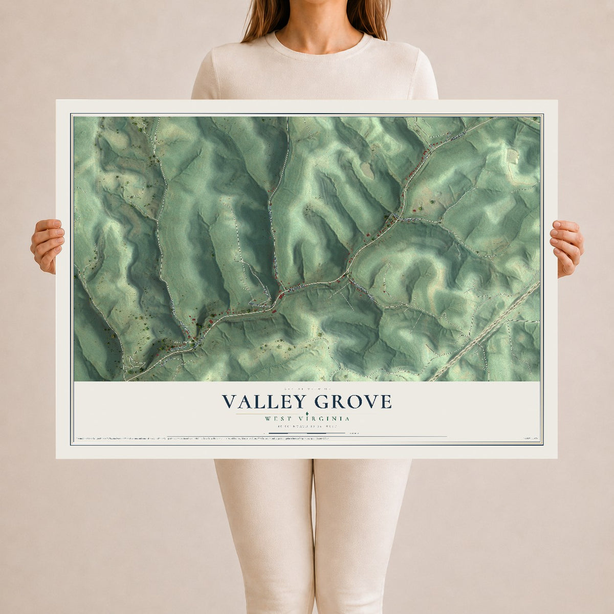 Map of Valley Grove, West Virginia, 24 x 36 inch unframed archival matte print