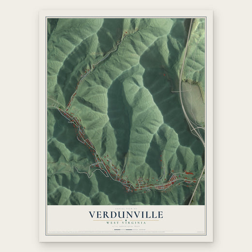 Verdunville, West Virginia map print, the full design