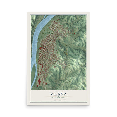 Map of Vienna, West Virginia, 12 x 18 inch unframed archival matte print