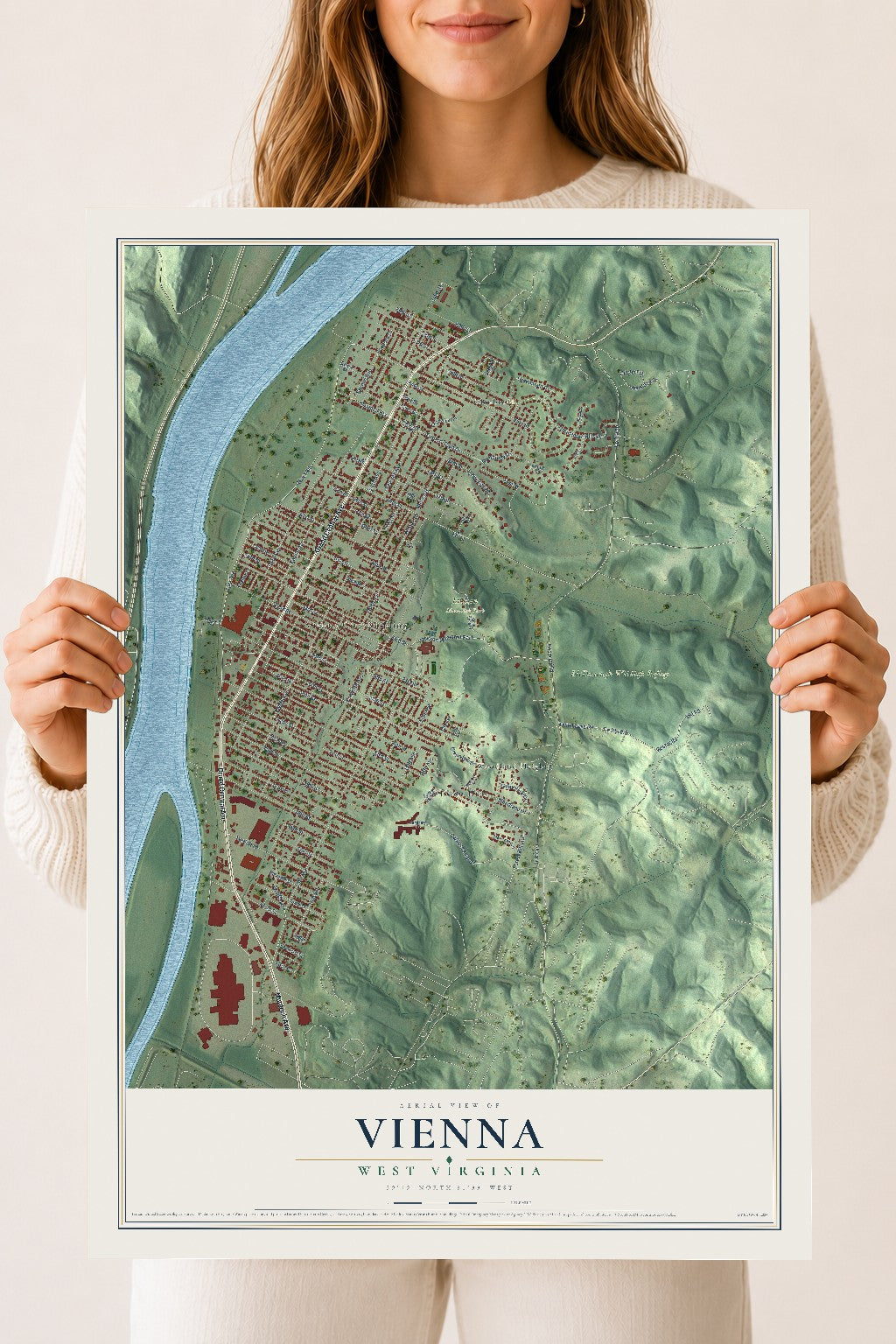 Map of Vienna, West Virginia, 18 x 24 inch unframed archival matte print