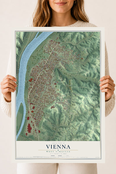 Map of Vienna, West Virginia, 18 x 24 inch unframed archival matte print