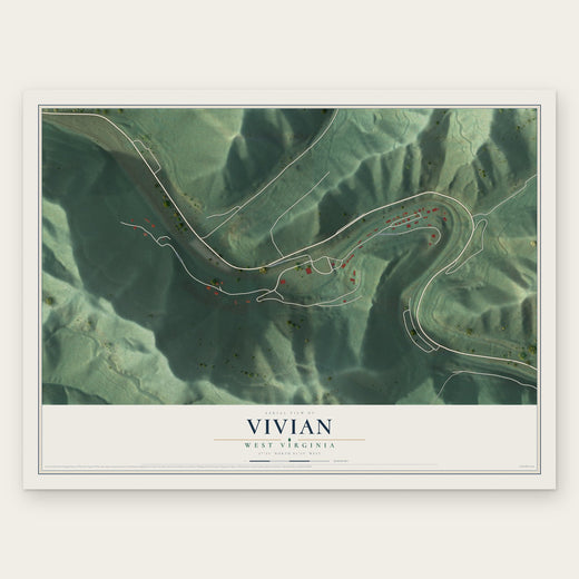 Vivian, West Virginia map print, the full design