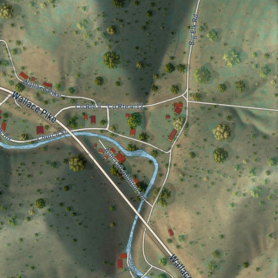 Close-up of the map of Wallace, West Virginia print showing street and building detail