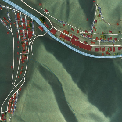 Second close-up of the map of War, West Virginia print showing more streets and buildings