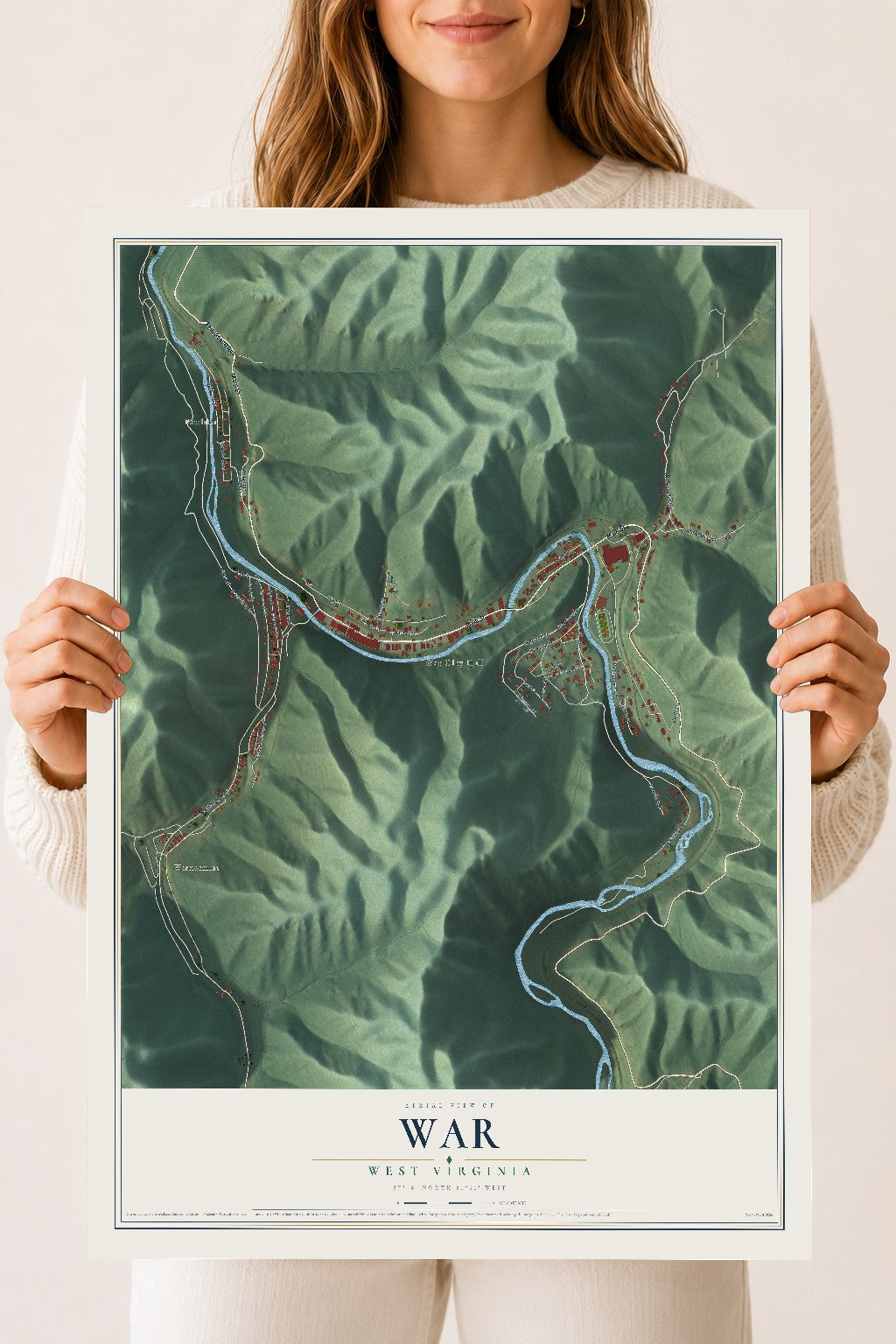 Map of War, West Virginia, 18 x 24 inch unframed archival matte print