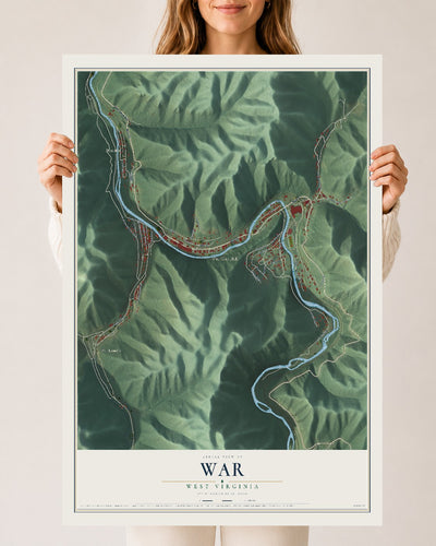 Map of War, West Virginia, 24 x 36 inch unframed archival matte print