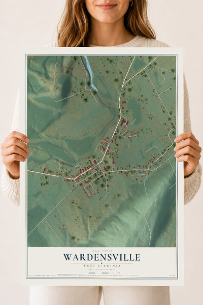 Map of Wardensville, West Virginia, 18 x 24 inch unframed archival matte print