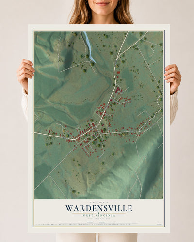 Map of Wardensville, West Virginia, 24 x 36 inch unframed archival matte print