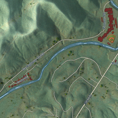Second close-up of the map of Wayne, West Virginia print showing more streets and buildings