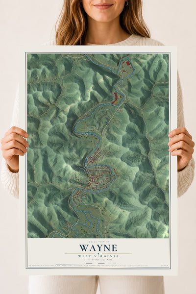 Map of Wayne, West Virginia, 18 x 24 inch unframed archival matte print