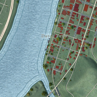 Second close-up of the map of Wellsburg, West Virginia print showing more streets and buildings