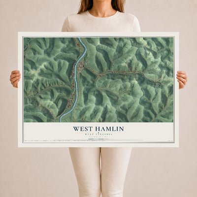 Map of West Hamlin, West Virginia, 24 x 36 inch unframed archival matte print