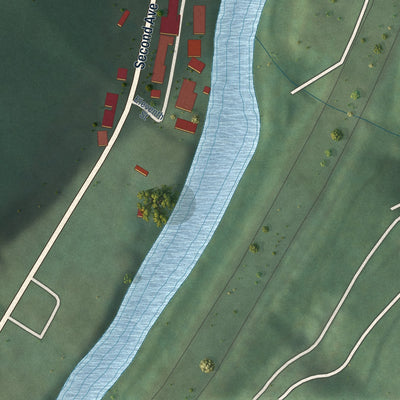 Second close-up of the map of West Logan, West Virginia print showing more streets and buildings