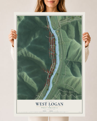 Map of West Logan, West Virginia, 24 x 36 inch unframed archival matte print