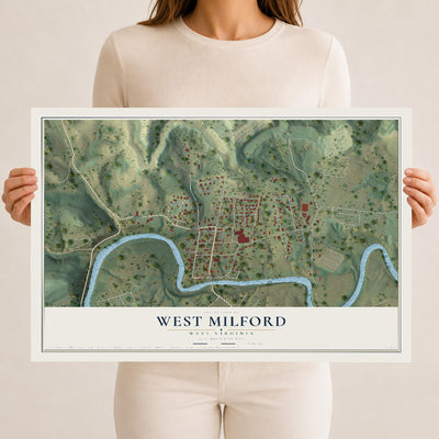Map of West Milford, West Virginia, 12 x 18 inch unframed archival matte print