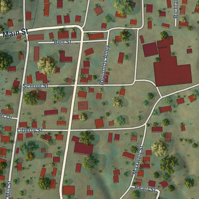 Close-up of the map of West Milford, West Virginia print showing street and building detail