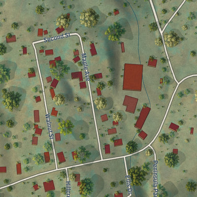 Second close-up of the map of West Milford, West Virginia print showing more streets and buildings