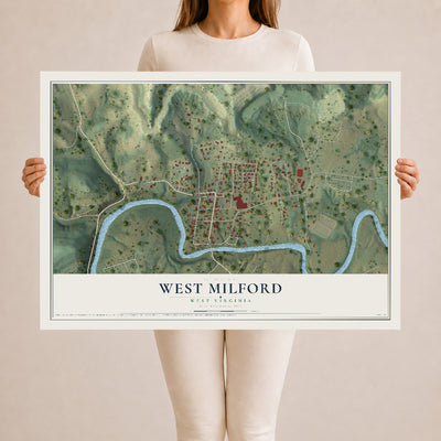 Map of West Milford, West Virginia, 24 x 36 inch unframed archival matte print