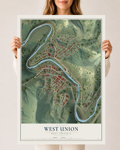 Map of West Union, West Virginia, 24 x 36 inch unframed archival matte print