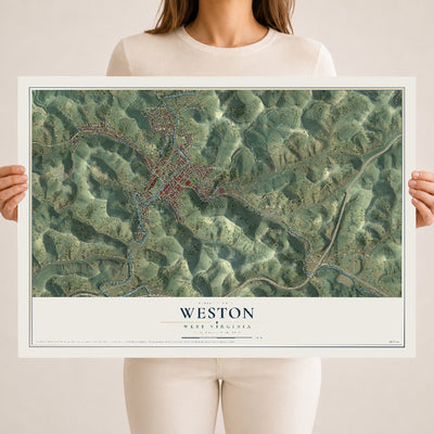 Map of Weston, West Virginia, 18 x 24 inch unframed archival matte print