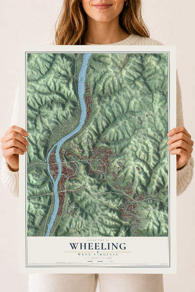Map of Wheeling, West Virginia, 18 x 24 inch unframed archival matte print