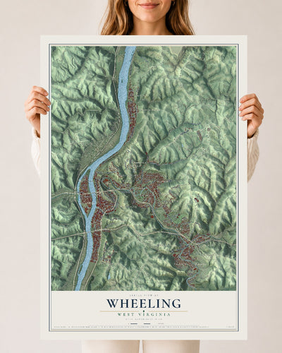 Map of Wheeling, West Virginia, 24 x 36 inch unframed archival matte print
