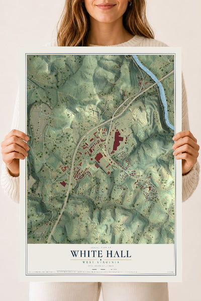 Map of White Hall, West Virginia, 18 x 24 inch unframed archival matte print