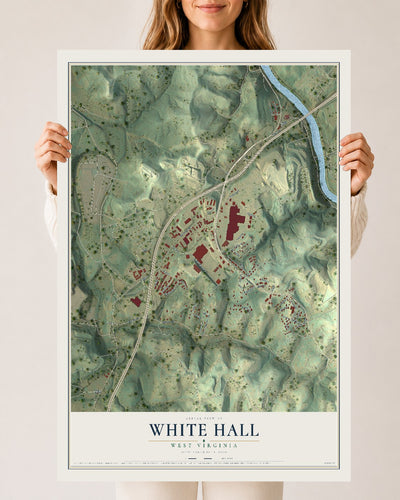 Map of White Hall, West Virginia, 24 x 36 inch unframed archival matte print