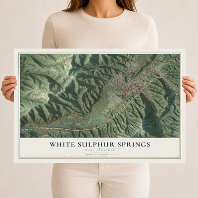 Map of White Sulphur Springs, West Virginia, 12 x 18 inch unframed archival matte print