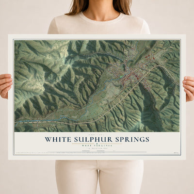 Map of White Sulphur Springs, West Virginia, 18 x 24 inch unframed archival matte print