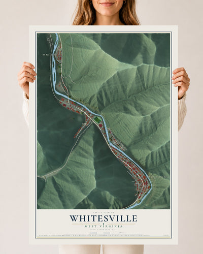 Map of Whitesville, West Virginia, 24 x 36 inch unframed archival matte print