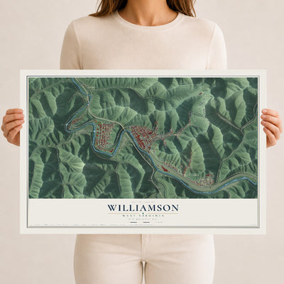 Map of Williamson, West Virginia, 12 x 18 inch unframed archival matte print