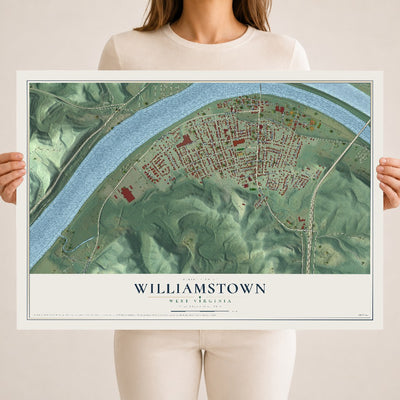 Map of Williamstown, West Virginia, 18 x 24 inch unframed archival matte print