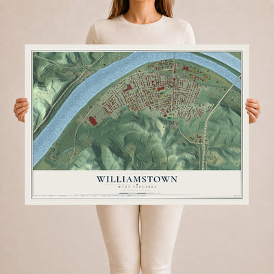 Map of Williamstown, West Virginia, 24 x 36 inch unframed archival matte print