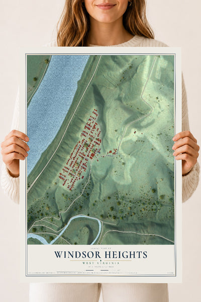 Map of Windsor Heights, West Virginia, 18 x 24 inch unframed archival matte print