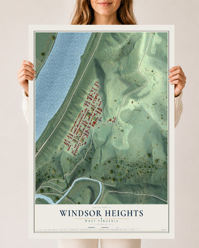 Map of Windsor Heights, West Virginia, 24 x 36 inch unframed archival matte print